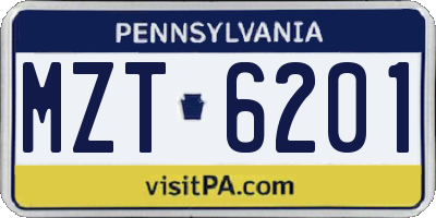 PA license plate MZT6201