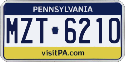 PA license plate MZT6210