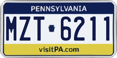 PA license plate MZT6211