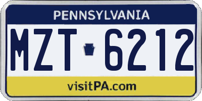 PA license plate MZT6212