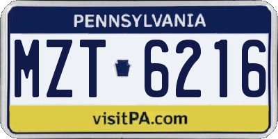 PA license plate MZT6216