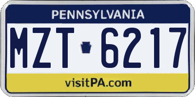 PA license plate MZT6217