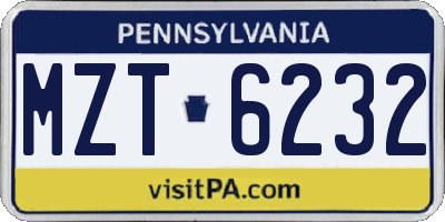 PA license plate MZT6232