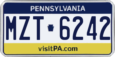 PA license plate MZT6242