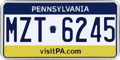 PA license plate MZT6245