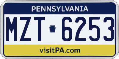 PA license plate MZT6253