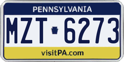 PA license plate MZT6273