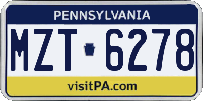 PA license plate MZT6278