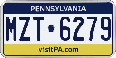 PA license plate MZT6279