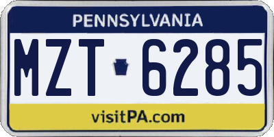 PA license plate MZT6285