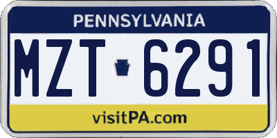 PA license plate MZT6291