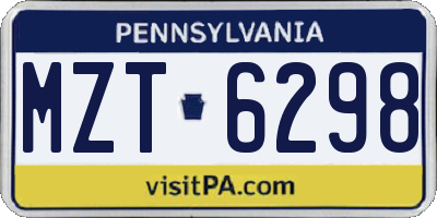 PA license plate MZT6298