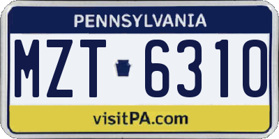PA license plate MZT6310