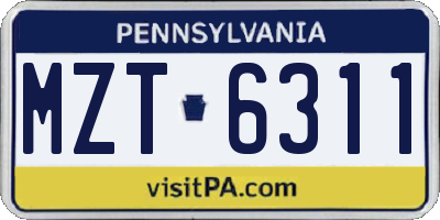 PA license plate MZT6311