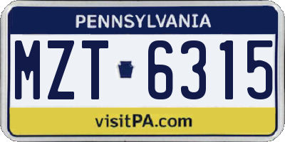 PA license plate MZT6315