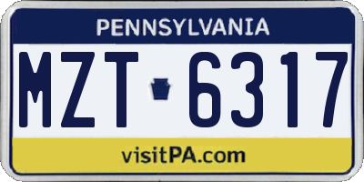 PA license plate MZT6317