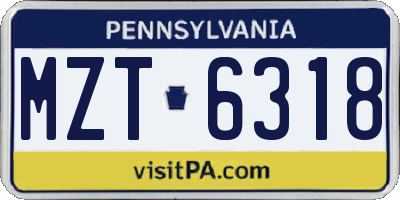 PA license plate MZT6318