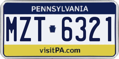 PA license plate MZT6321