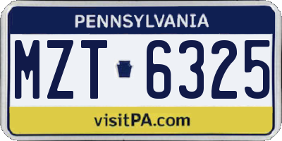 PA license plate MZT6325