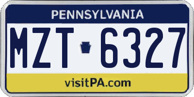 PA license plate MZT6327