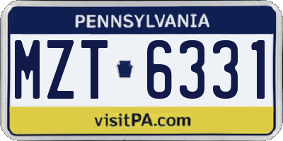 PA license plate MZT6331