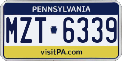 PA license plate MZT6339