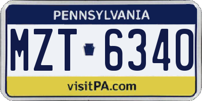 PA license plate MZT6340
