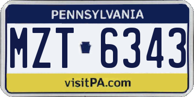 PA license plate MZT6343