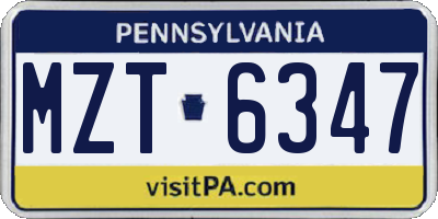 PA license plate MZT6347