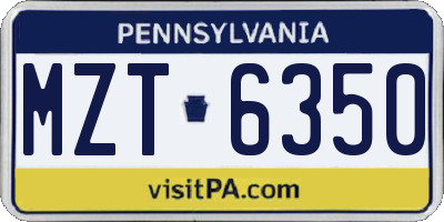 PA license plate MZT6350