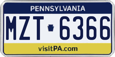 PA license plate MZT6366