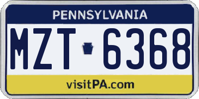 PA license plate MZT6368