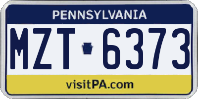 PA license plate MZT6373