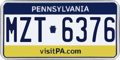 PA license plate MZT6376