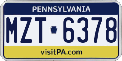 PA license plate MZT6378