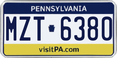 PA license plate MZT6380