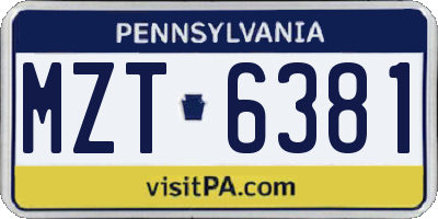 PA license plate MZT6381