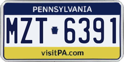 PA license plate MZT6391