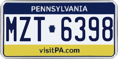 PA license plate MZT6398
