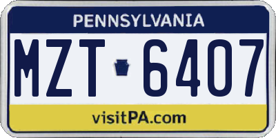 PA license plate MZT6407