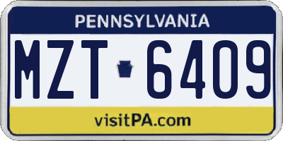 PA license plate MZT6409