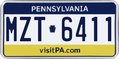 PA license plate MZT6411