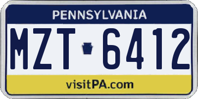 PA license plate MZT6412