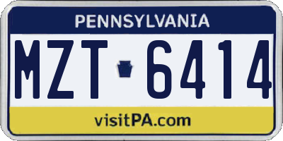 PA license plate MZT6414