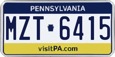 PA license plate MZT6415