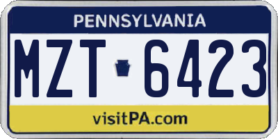 PA license plate MZT6423