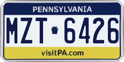 PA license plate MZT6426