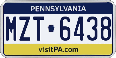 PA license plate MZT6438
