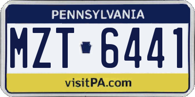 PA license plate MZT6441
