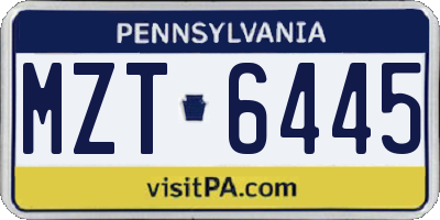 PA license plate MZT6445